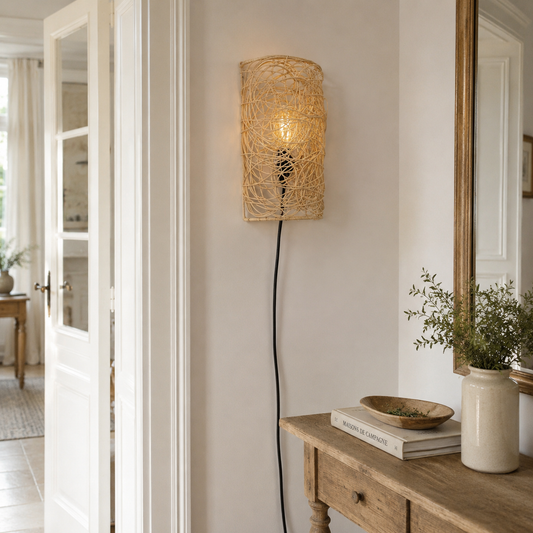 Applique murale Liane en rotin naturel style moderne