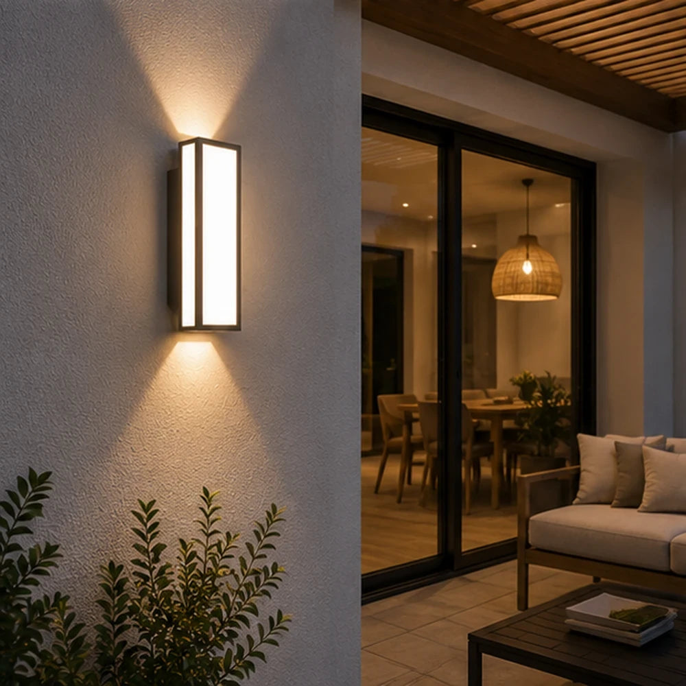 applique murale exterieure blanche rectangle terrasse