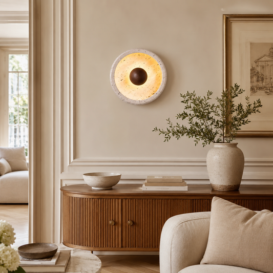 Applique LED pierre et bois style organique et elegant