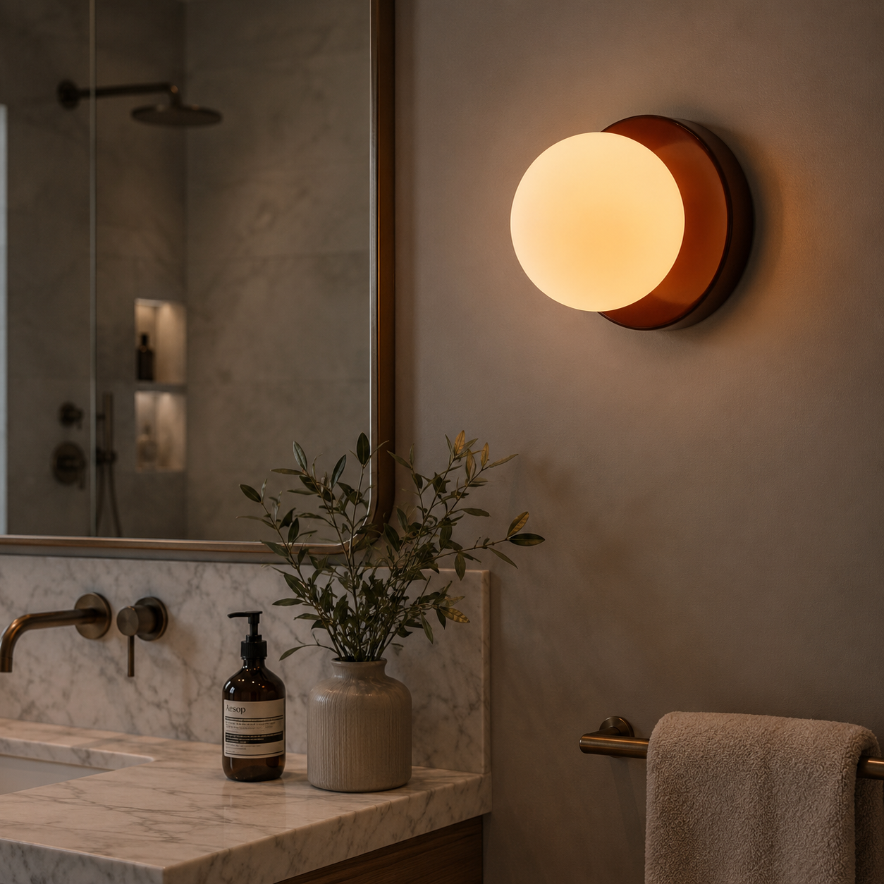 Applique Murale Boule Salle de Bain Rouge