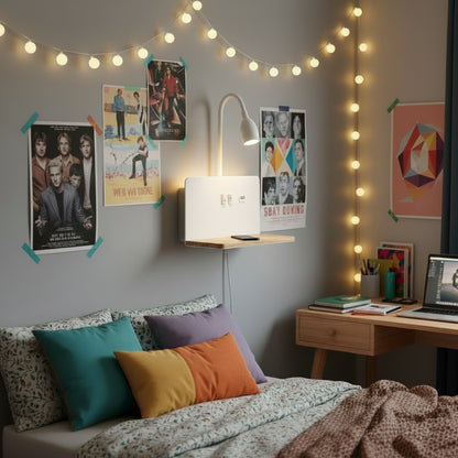 Applique Murale Chambre ado avec Chargeur Induction Blanche