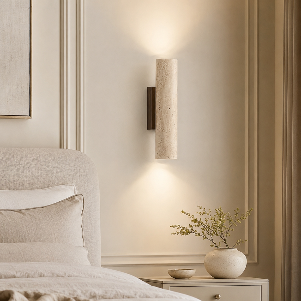 Applique murale marbre éclairage haut et bas chambre