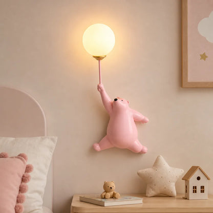 applique-murale-enfant-ours-rose-lumiere