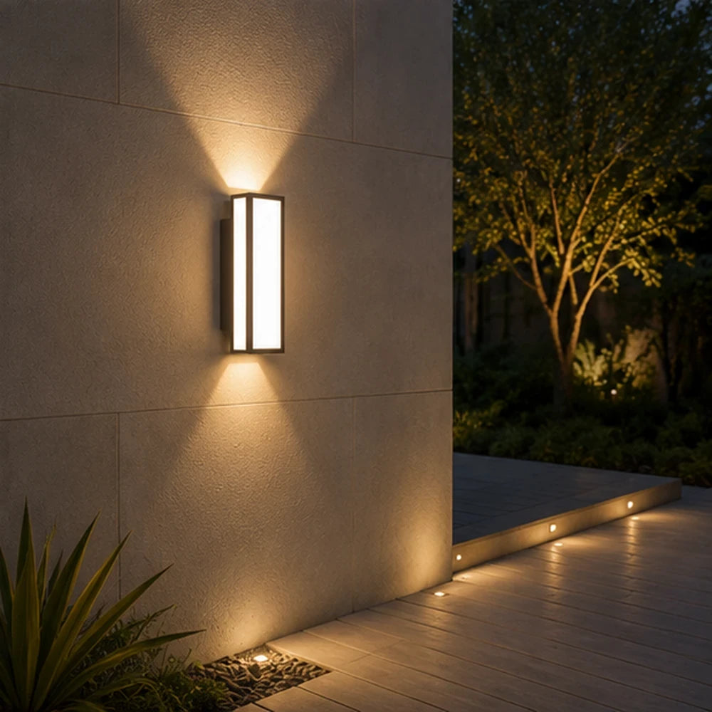 applique murale exterieure blanche rectangle jardin