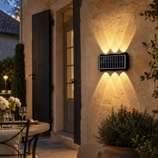 applique murale solaire haut et bas noire