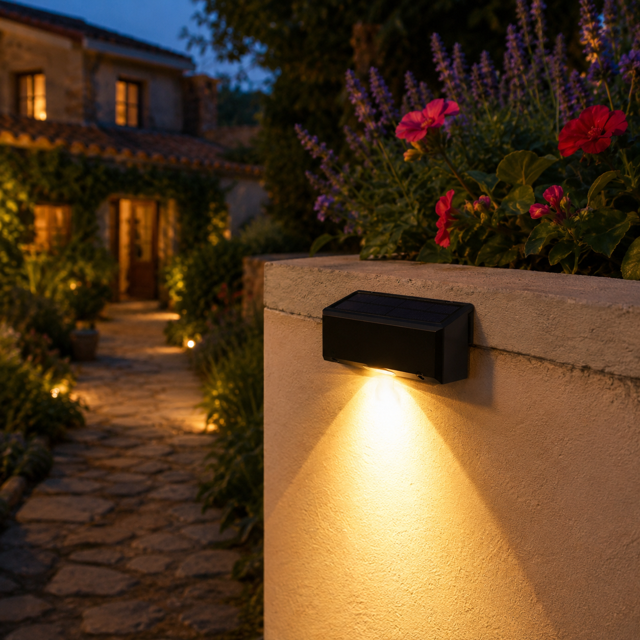 applique murale terrasse solaire noire